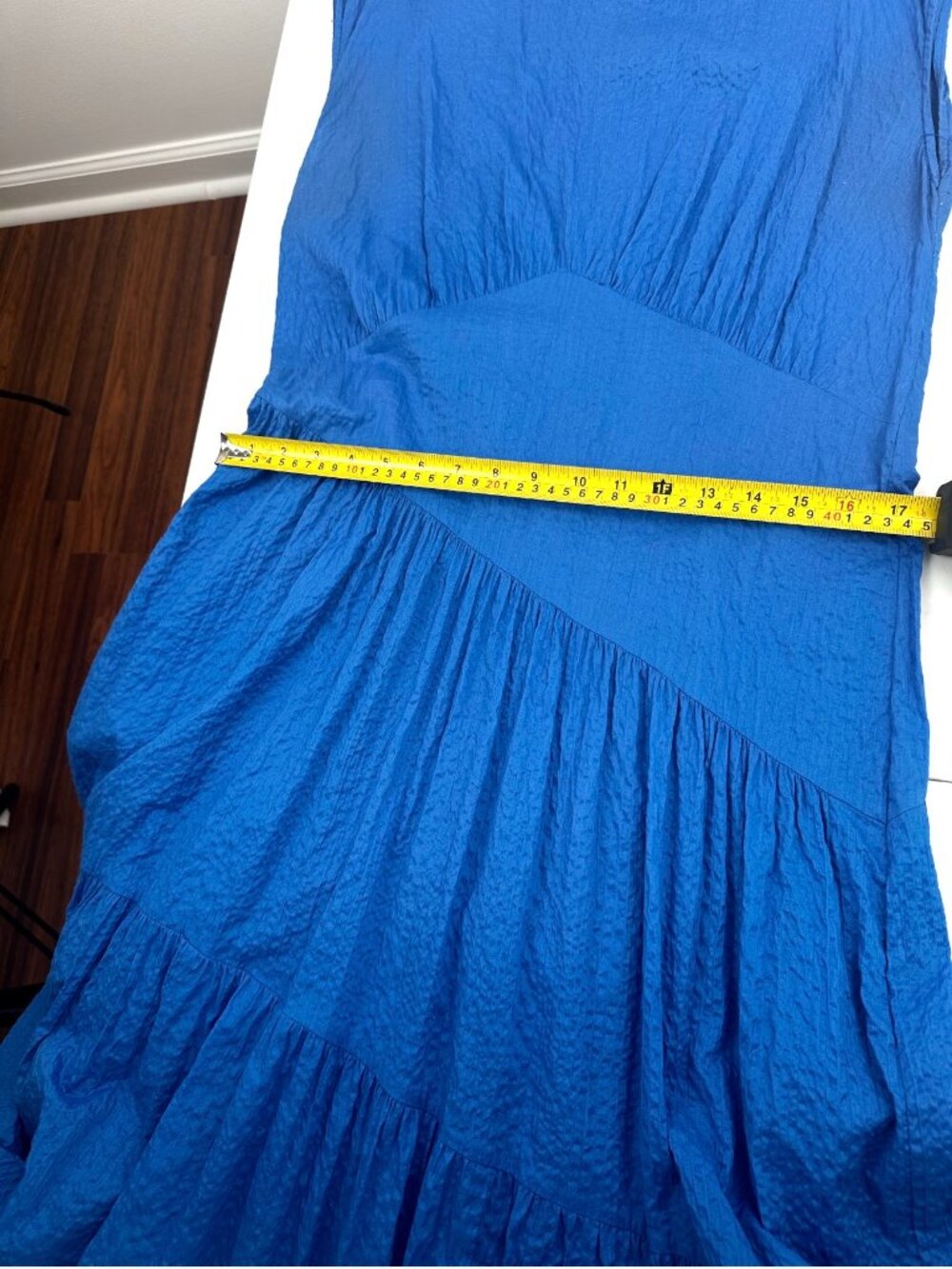 FRAME Women’s Blue 100% Cotton Tiered Maxi Dress Cap Sleeve LWWD0583 - Picture 6 of 9